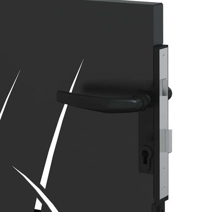 Haveport Med Lås Sort 85 X 100 Cm Pulverlakeret Stål