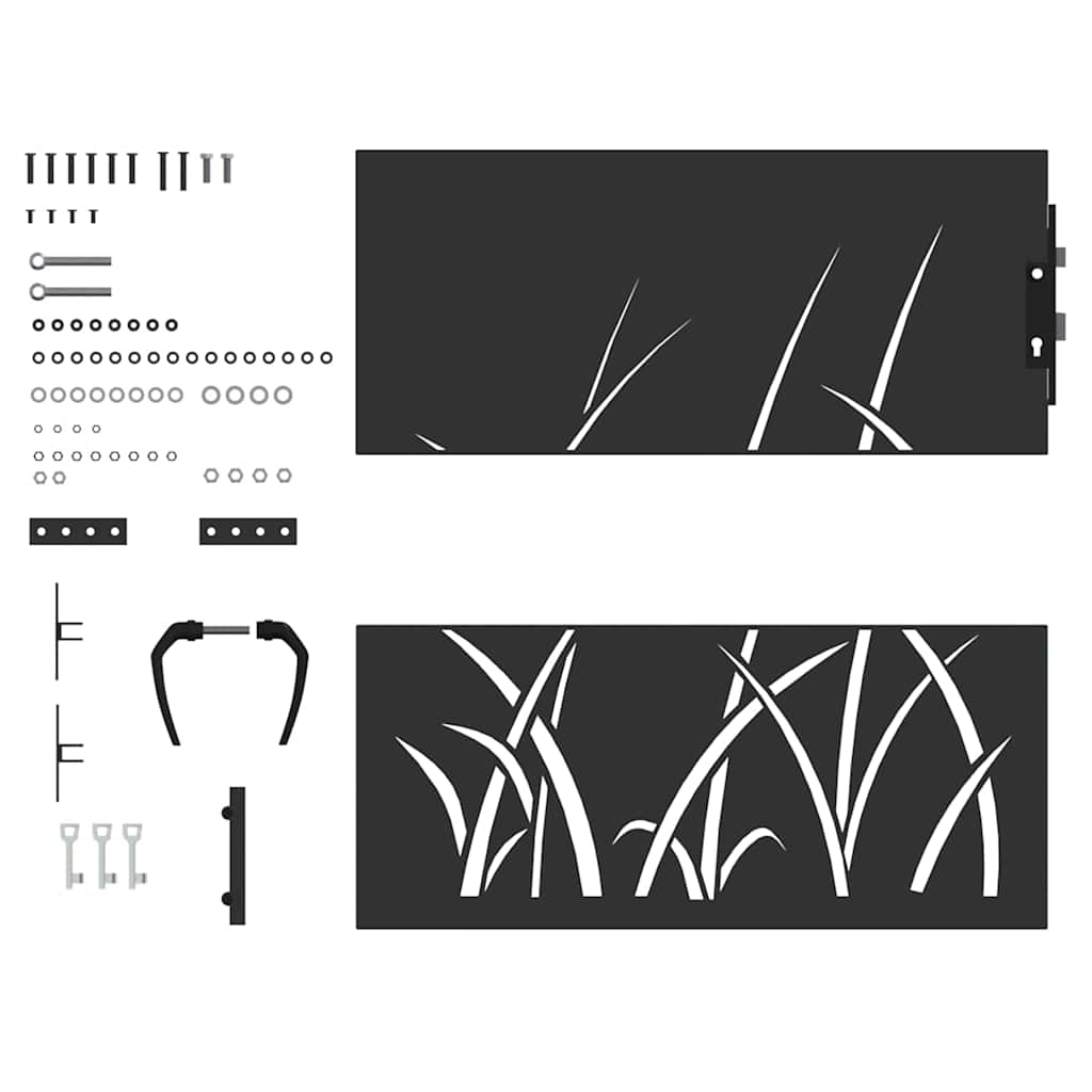 Haveport Med Lås Sort 85 X 100 Cm Pulverlakeret Stål