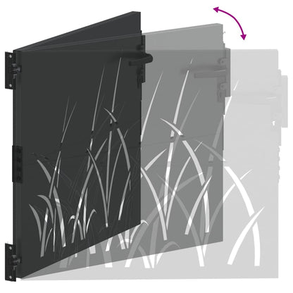 Haveport Med Lås Sort 85 X 100 Cm Pulverlakeret Stål
