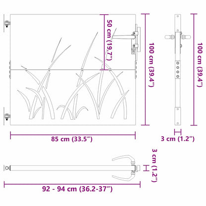 Haveport Med Lås Sort 85 X 100 Cm Pulverlakeret Stål