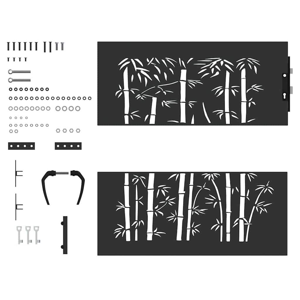 Haveport Med Lås Sort 85 X 175 Cm Pulverlakeret Stål