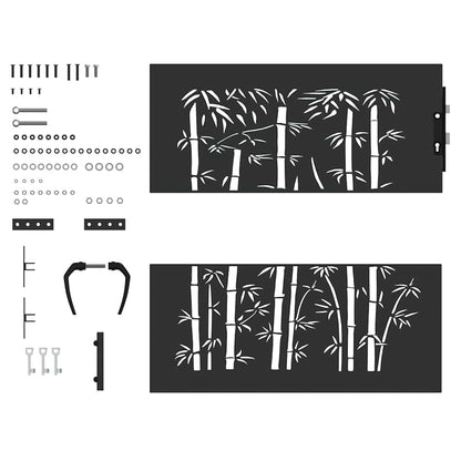 Haveport Med Lås Sort 85 X 175 Cm Pulverlakeret Stål