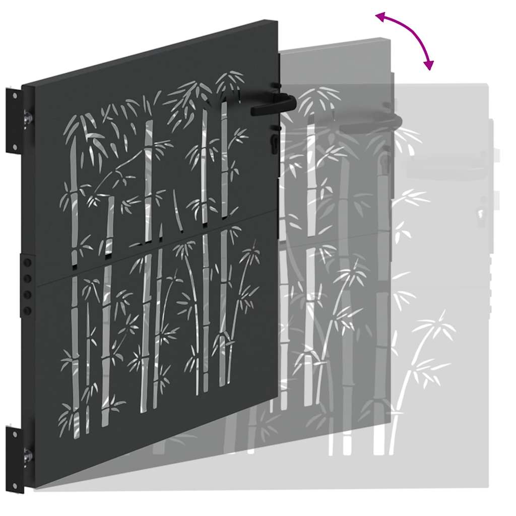 Haveport Med Lås Sort 85 X 175 Cm Pulverlakeret Stål