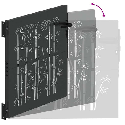 Haveport Med Lås Sort 85 X 175 Cm Pulverlakeret Stål