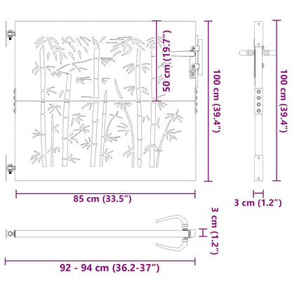 Haveport Med Lås Sort 85 X 175 Cm Pulverlakeret Stål