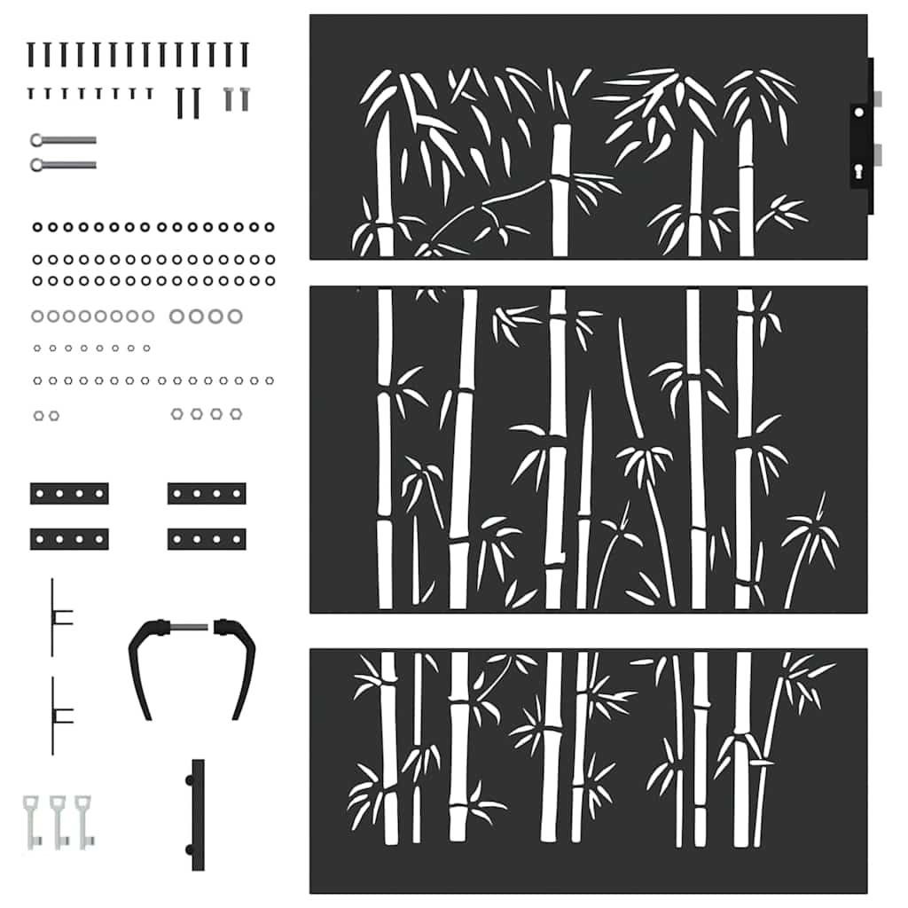Haveport Med Lås Sort 85 X 125 Cm Pulverlakeret Stål