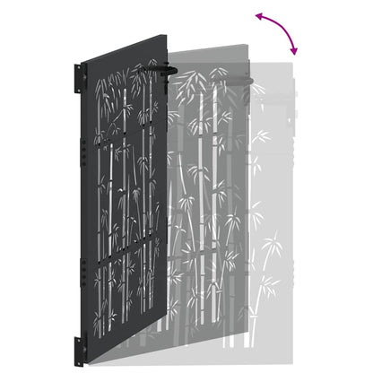 Haveport Med Lås Sort 85 X 125 Cm Pulverlakeret Stål