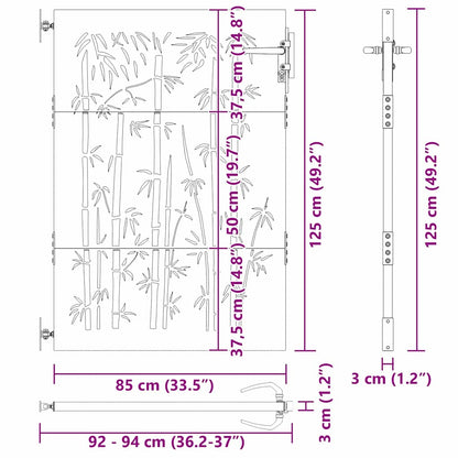 Haveport Med Lås Sort 85 X 125 Cm Pulverlakeret Stål