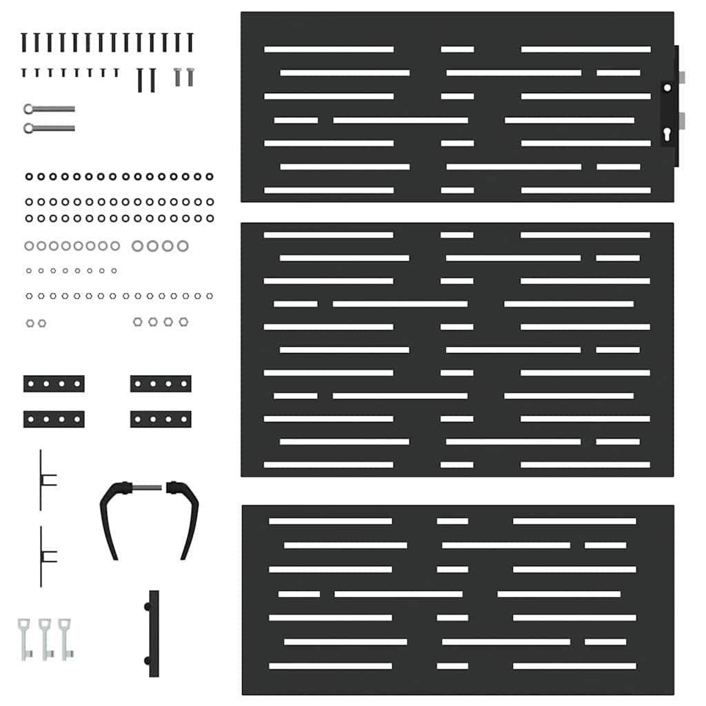 Haveport Med Lås Sort 85 X 125 Cm Pulverlakeret Stål