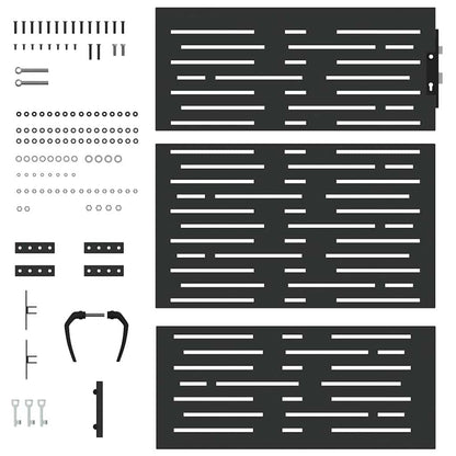 Haveport Med Lås Sort 85 X 125 Cm Pulverlakeret Stål