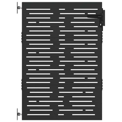 Haveport Med Lås Sort 85 X 125 Cm Pulverlakeret Stål