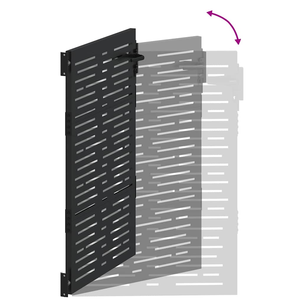 Haveport Med Lås Sort 85 X 125 Cm Pulverlakeret Stål