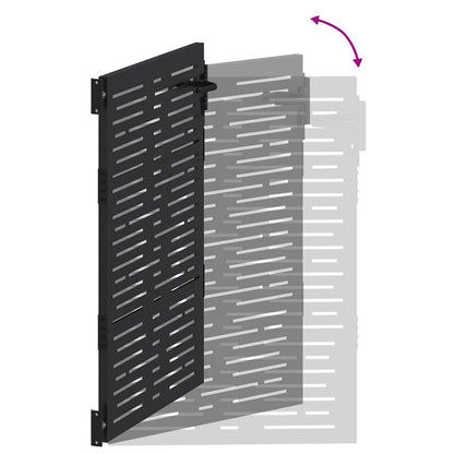 Haveport Med Lås Sort 85 X 125 Cm Pulverlakeret Stål