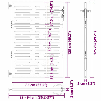 Haveport Med Lås Sort 85 X 125 Cm Pulverlakeret Stål