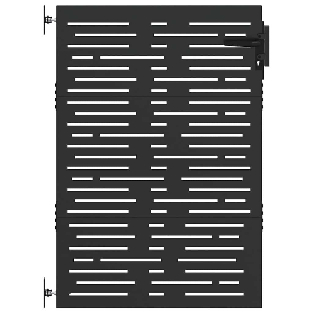 Haveport Med Lås Sort 85 X 150 Cm Pulverlakeret Stål