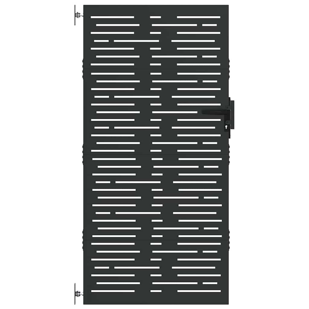 Haveport Med Lås Sort 85 X 175 Cm Pulverlakeret Stål