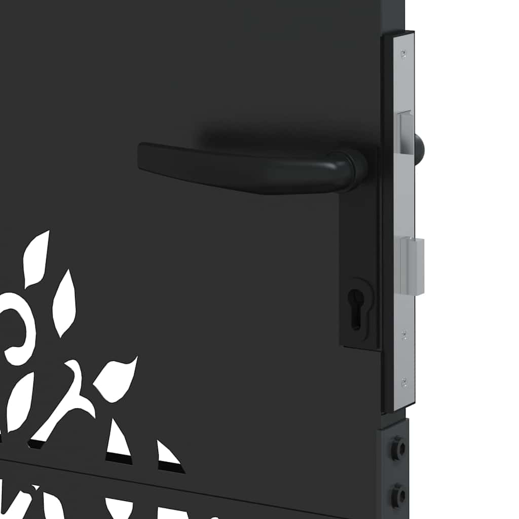 Haveport Med Lås Sort 110 X 105 Cm Pulverlakeret Stål