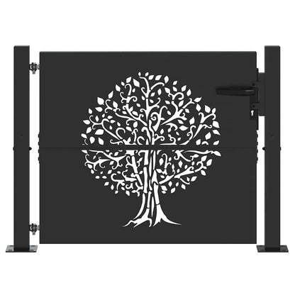 Haveport Med Lås Sort 110 X 105 Cm Pulverlakeret Stål