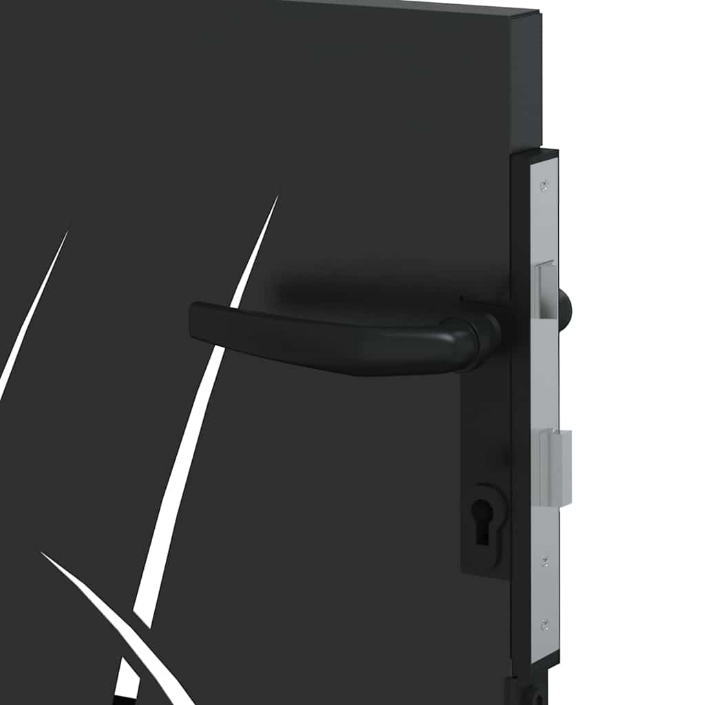 Haveport Med Lås Sort 110 X 105 Cm Pulverlakeret Stål