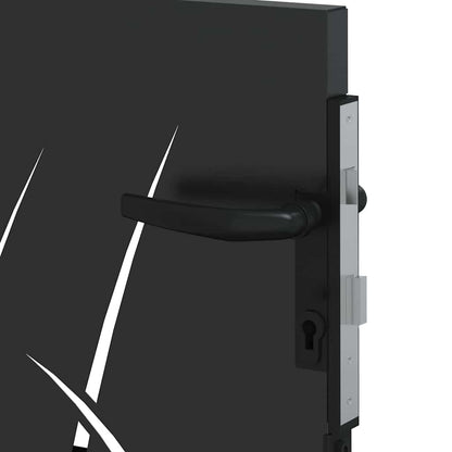 Haveport Med Lås Sort 110 X 105 Cm Pulverlakeret Stål