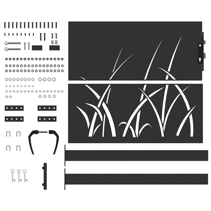 Haveport Med Lås Sort 110 X 105 Cm Pulverlakeret Stål