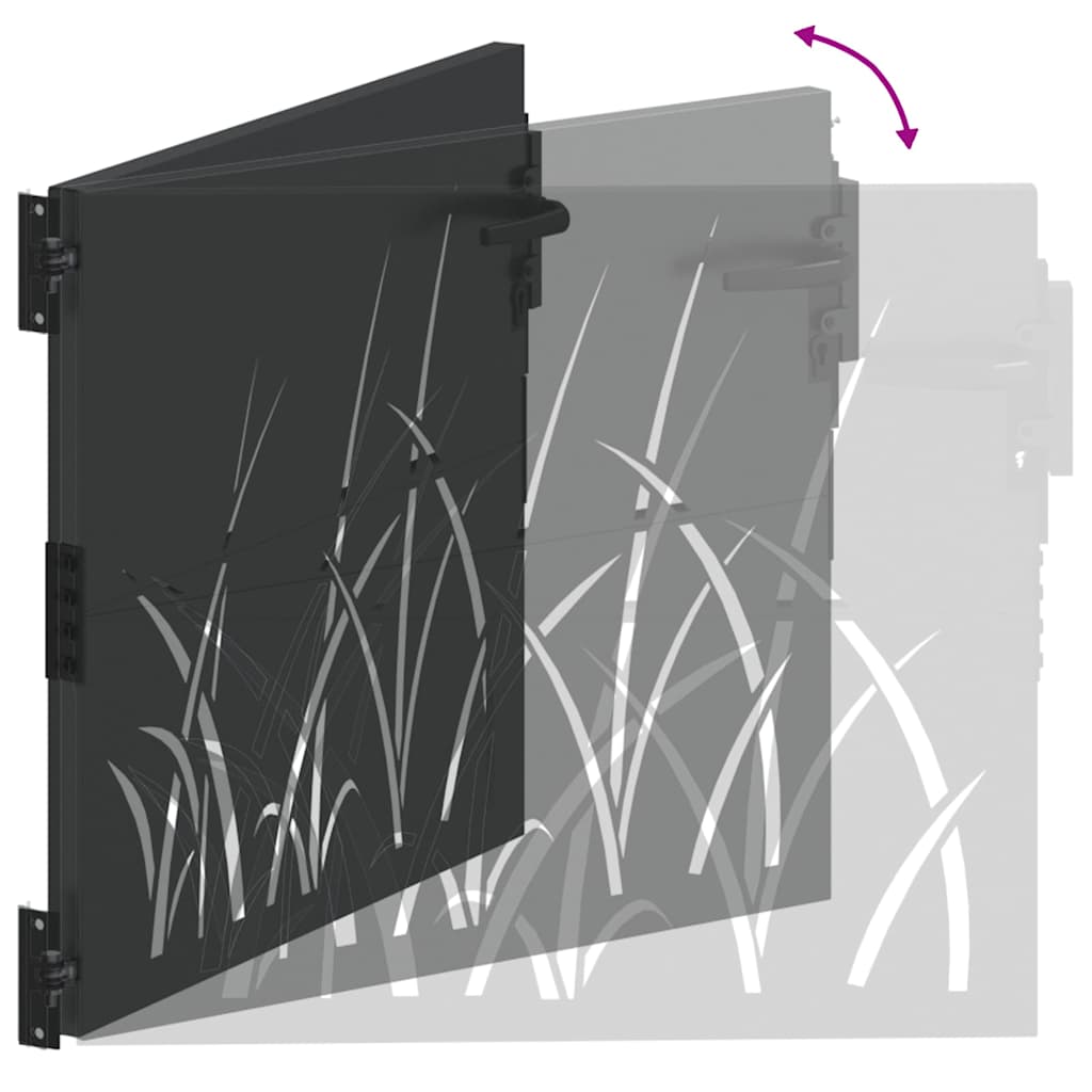 Haveport Med Lås Sort 110 X 105 Cm Pulverlakeret Stål