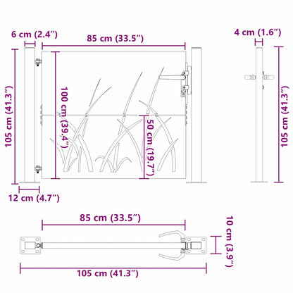 Haveport Med Lås Sort 110 X 105 Cm Pulverlakeret Stål