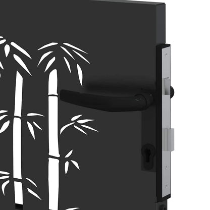 Haveport Med Lås Sort 110 X 105 Cm Pulverlakeret Stål