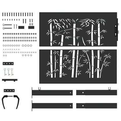 Haveport Med Lås Sort 110 X 105 Cm Pulverlakeret Stål