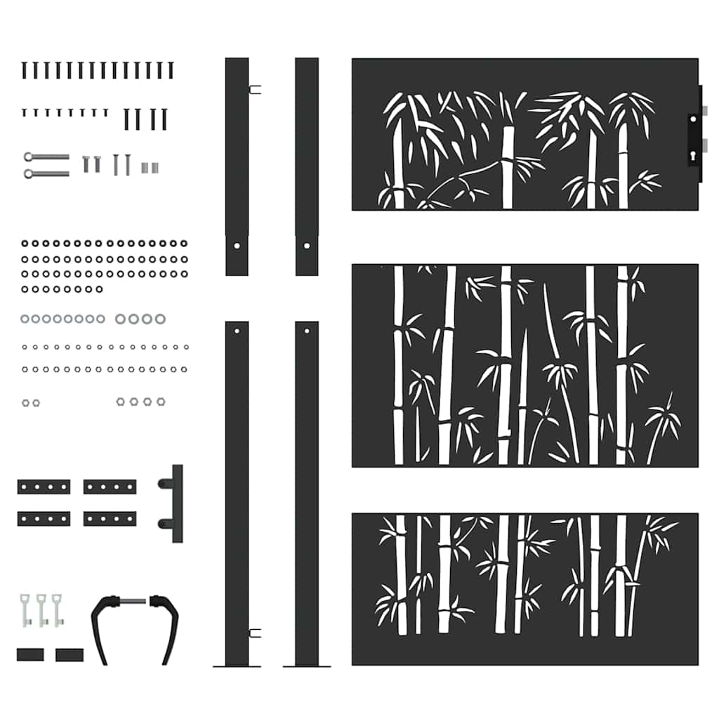 Haveport Med Lås Sort 110 X 130 Cm Pulverlakeret Stål