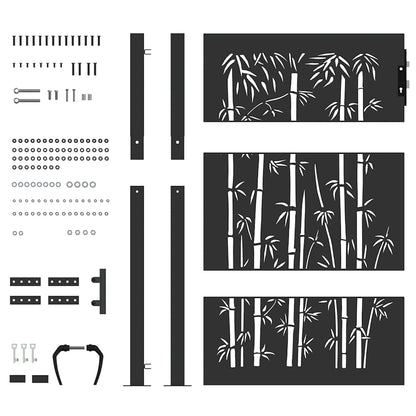 Haveport Med Lås Sort 110 X 130 Cm Pulverlakeret Stål