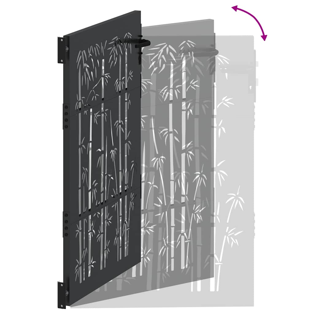 Haveport Med Lås Sort 110 X 130 Cm Pulverlakeret Stål