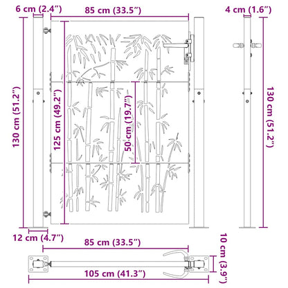 Haveport Med Lås Sort 110 X 130 Cm Pulverlakeret Stål
