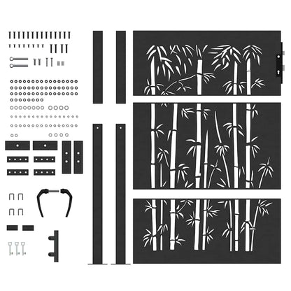 Haveport Med Lås Sort 110 X 155 Cm Pulverlakeret Stål