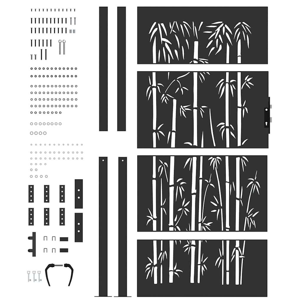 Haveport Med Lås Sort 110 X 180 Cm Pulverlakeret Stål