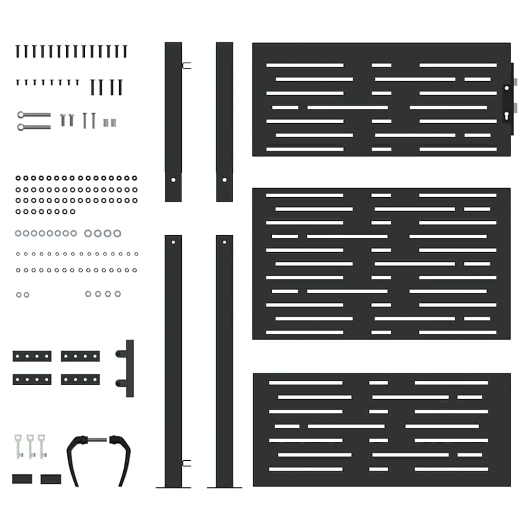 Haveport Med Lås Sort 110 X 130 Cm Pulverlakeret Stål