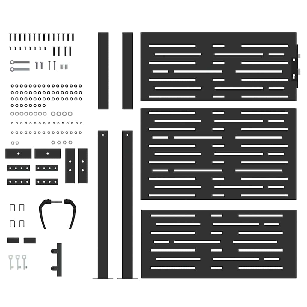 Haveport Med Lås Sort 110 X 155 Cm Pulverlakeret Stål