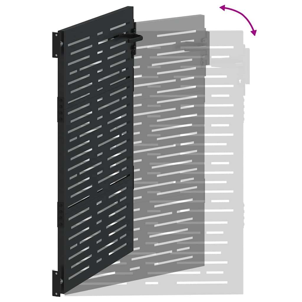 Haveport Med Lås Sort 110 X 155 Cm Pulverlakeret Stål