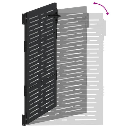 Haveport Med Lås Sort 110 X 155 Cm Pulverlakeret Stål