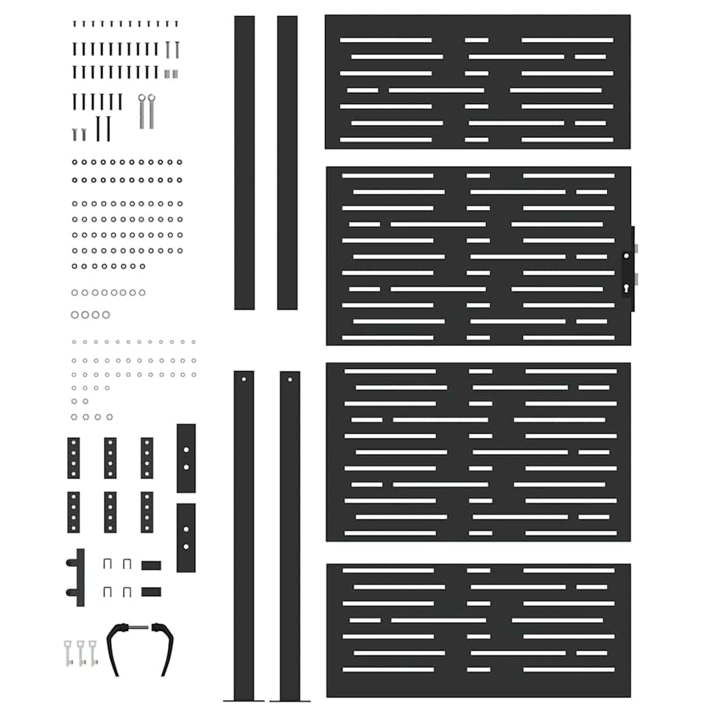 Haveport Med Lås Sort 110 X 205 Cm Pulverlakeret Stål