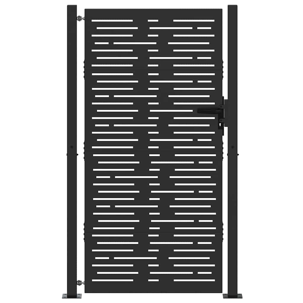 Haveport Med Lås Sort 110 X 205 Cm Pulverlakeret Stål