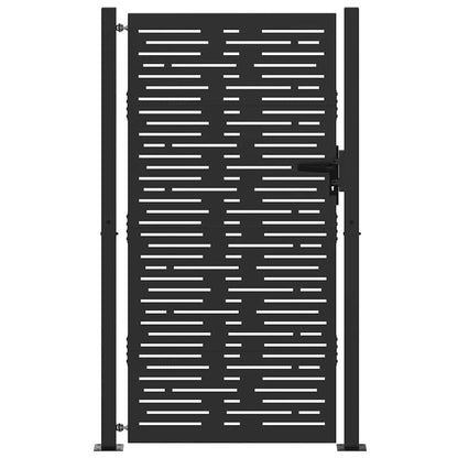 Haveport Med Lås Sort 110 X 205 Cm Pulverlakeret Stål