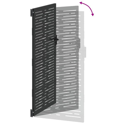 Haveport Med Lås Sort 110 X 205 Cm Pulverlakeret Stål