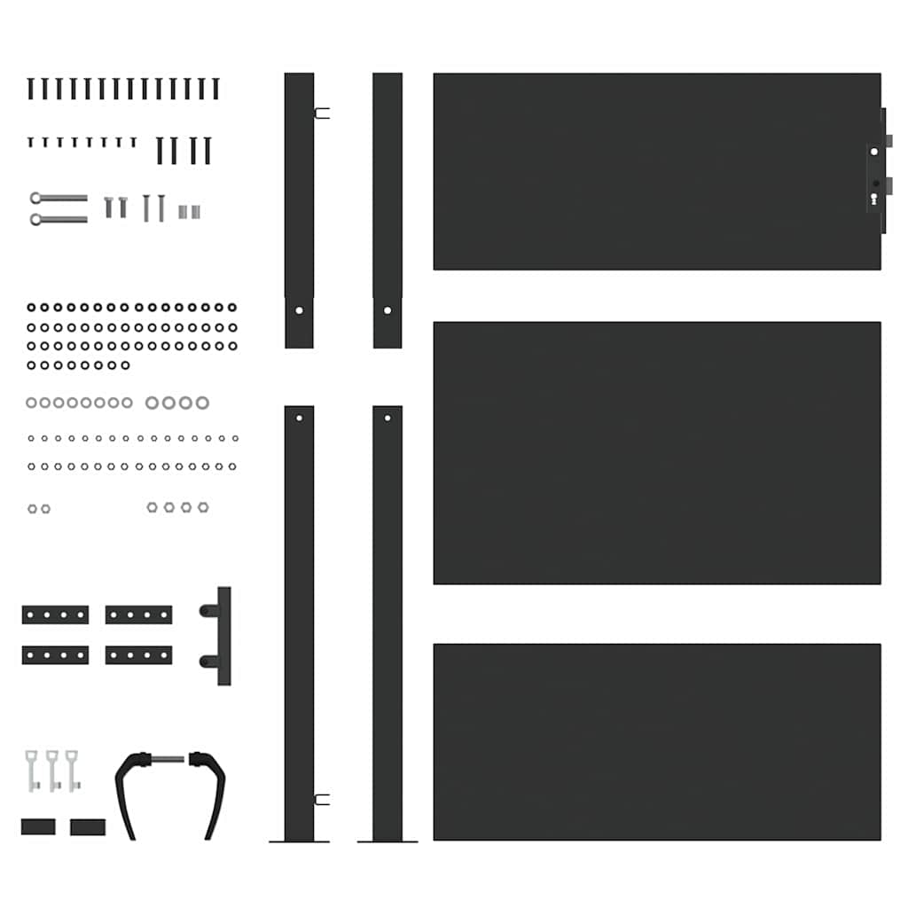Haveport Med Lås Sort 105 X 130 Cm Pulverlakeret Stål