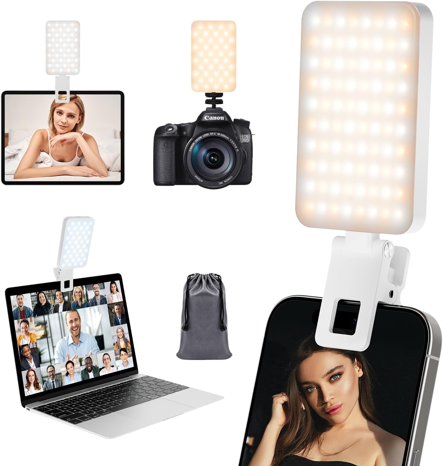Realplus Selfie-lys, 80 LED-videolys med klip