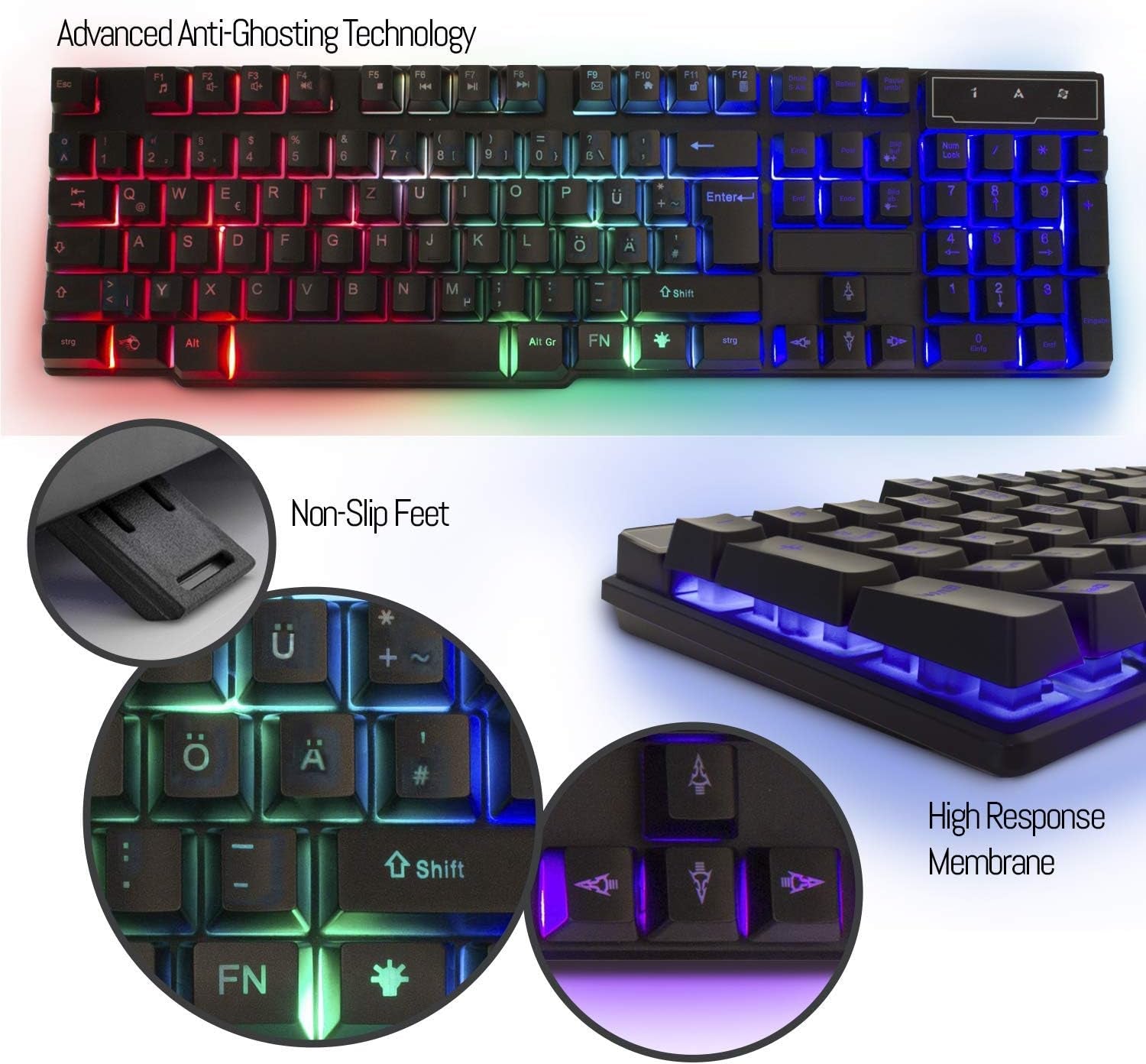 Tastatur- og musesæt Gaming RX250 4-i-1 PC-pakke kombination