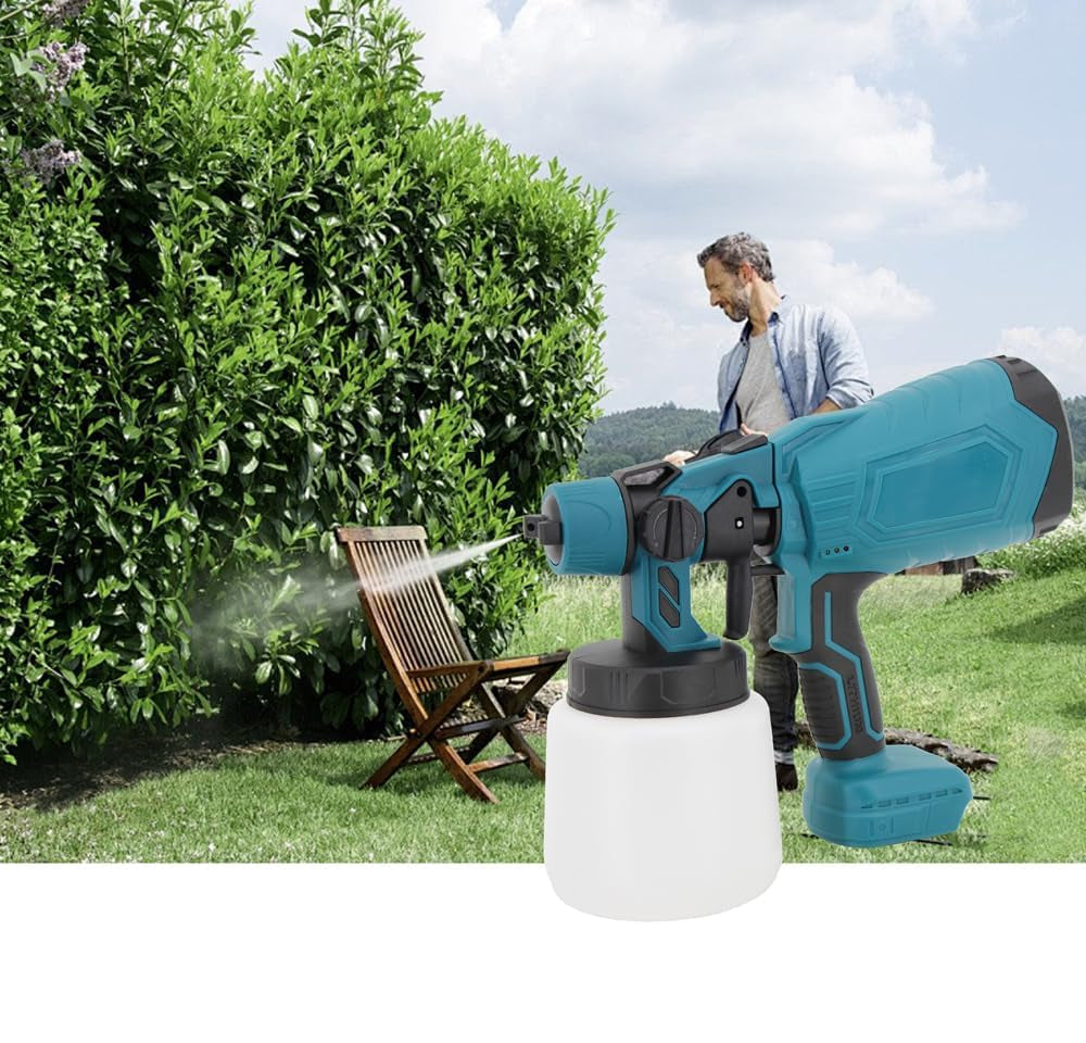 Weytoll Akku Farbsprühsystem, Kompatibel Für Makita Akku 18V, Akku Farbspritzpistole Mit 3 Spritzmuster, Akku Sprühpistole Mit 1000 ML Farbbehälter