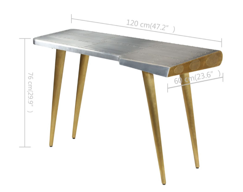 Aviator-skrivebord vintage flyverstil 120 x 60 x 76 cm