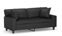 2-personers sofa med pyntepuder 140 cm kunstlæder sort