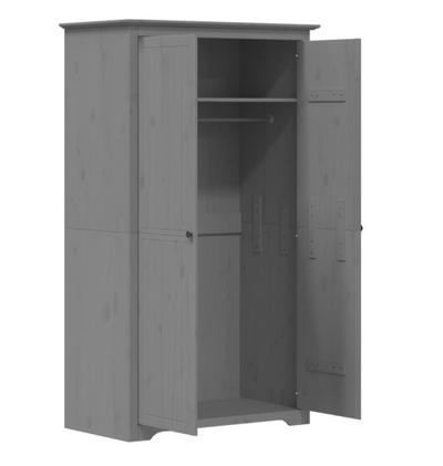 Klædeskab BODO 99x53,5x173 cm massivt fyrretræ grå